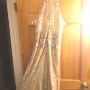 Beige beaded Adrianna Papell gown. Worn once